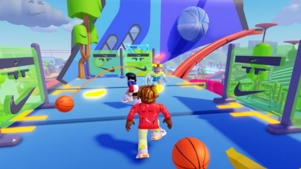 ejemplo de minijuego e interacci&oacute;n entre avatares en nikeland, el metaverso de nike en roblox