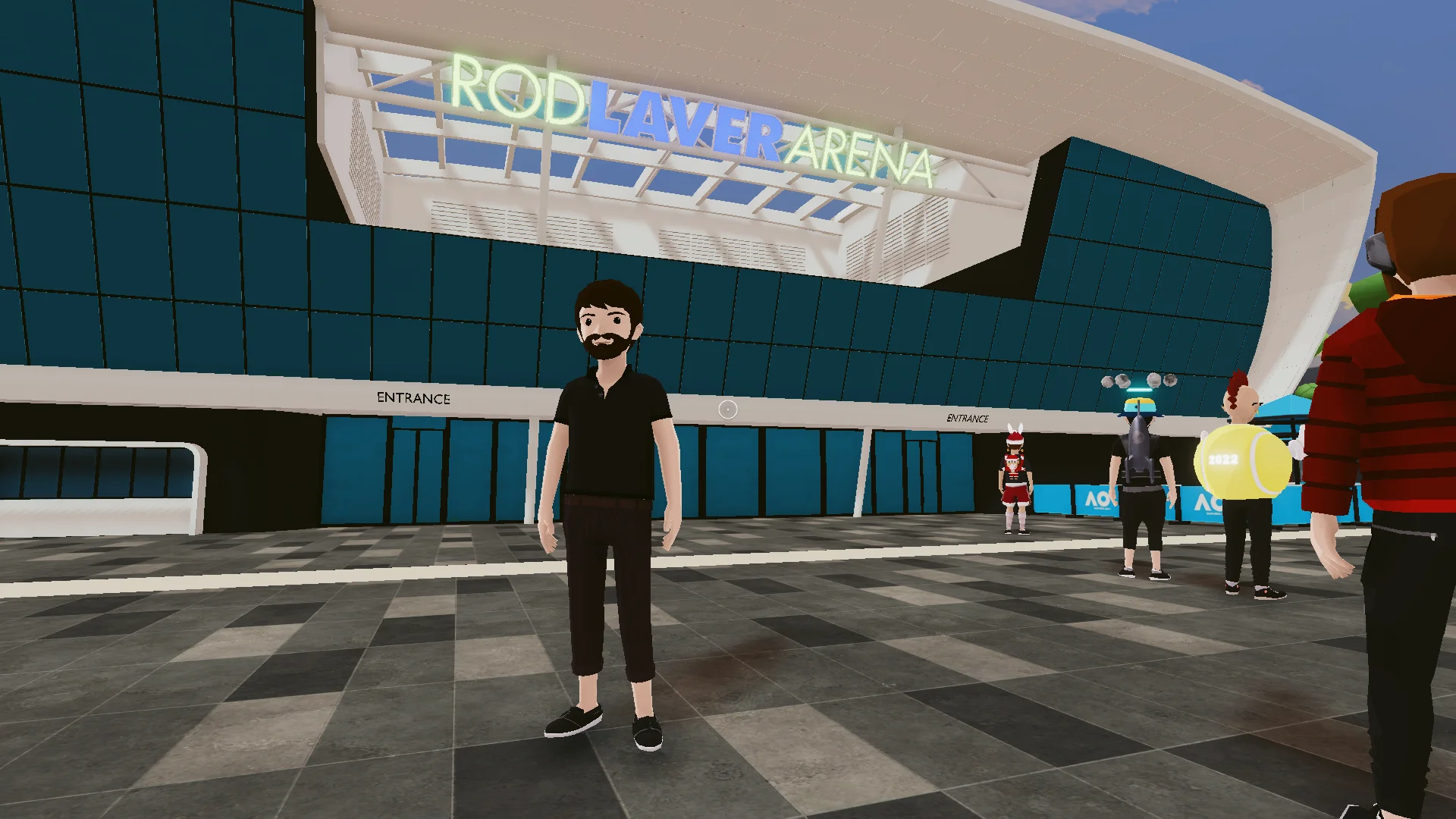 Avatar en el metaverso Decentraland disfrutando del open de Australia de tenis