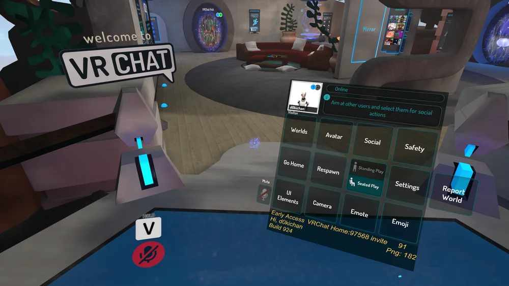 Interfaz en primera persona en el entorno virtual de VRChat