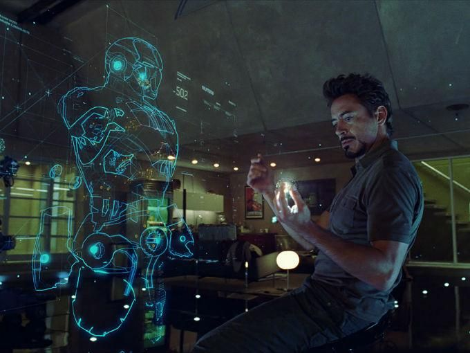 ejemplo de tecnología holográfica 3D en la película Iron Man