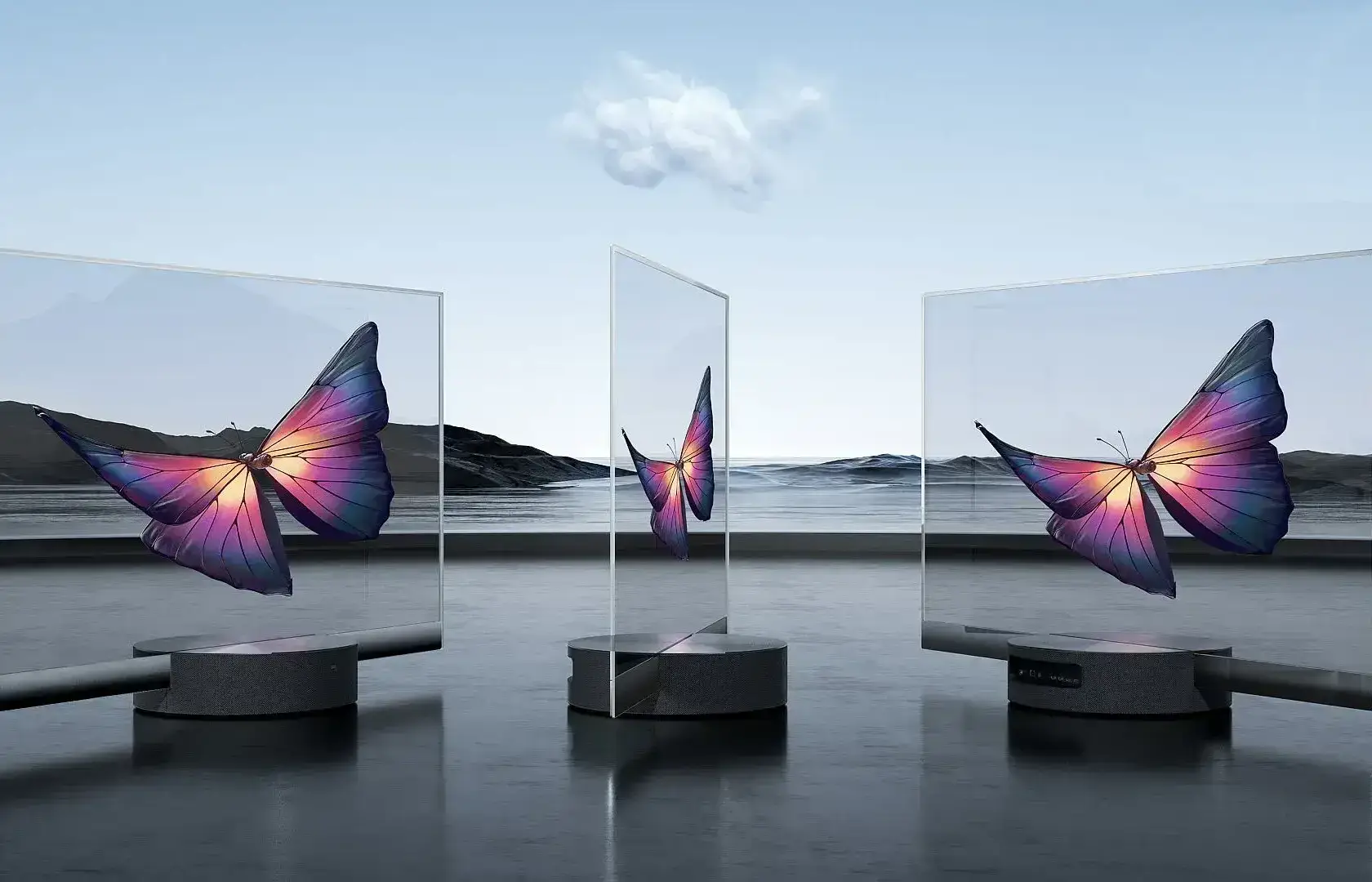 Pantalla OLED Semitransparente de Sobremesa para crear una ilusión holográfica