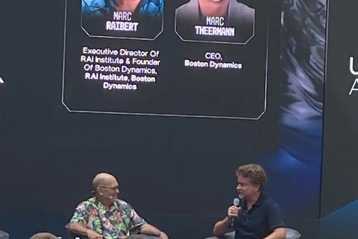 Marc Raibert Boston Dynamics founder and Marc Theermann CEO at MACHINA Summit 2026