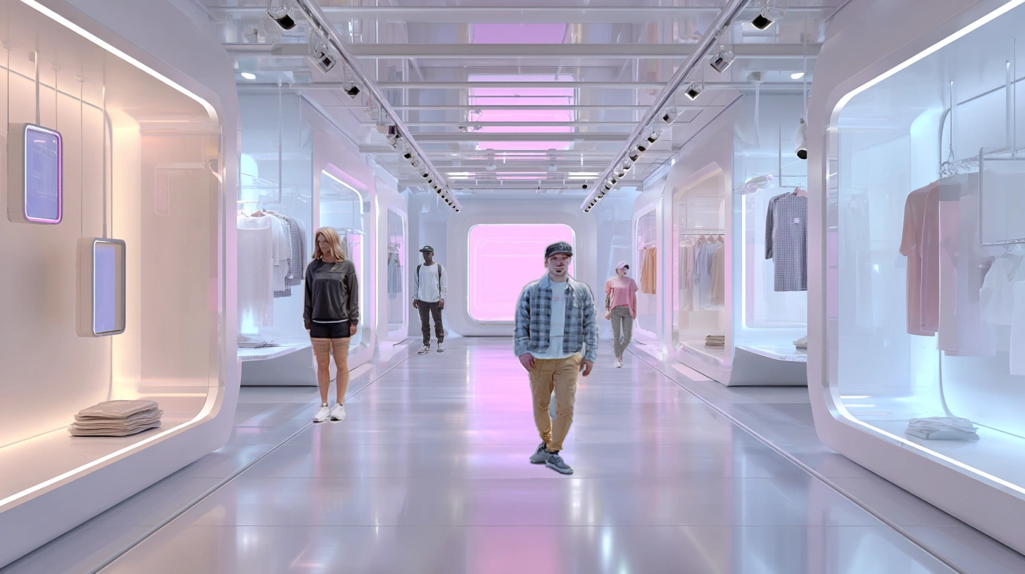 Tienda virtual 3D en el Metaverso con productos navegables e interfaz interactiva para ecommerce.