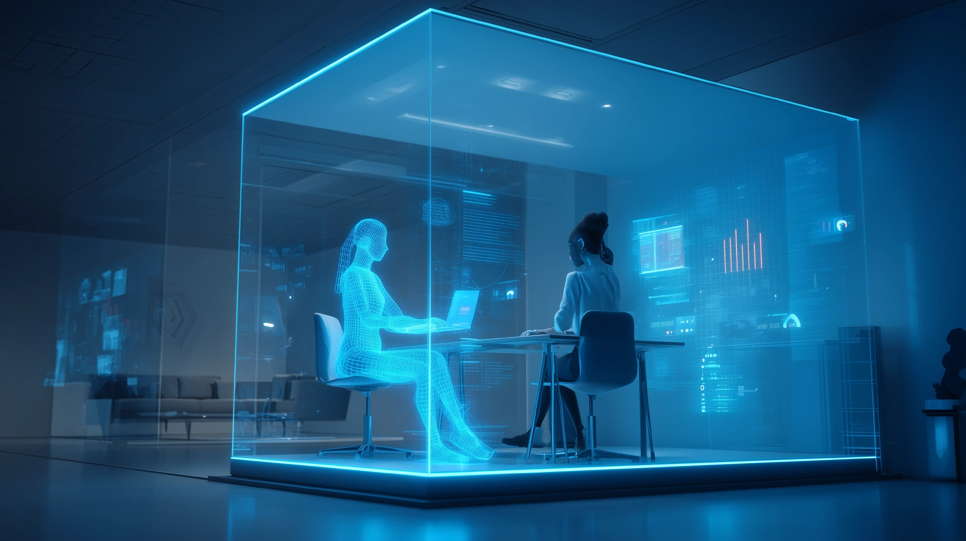 Operario en f&aacute;brica utilizando gafas de Realidad Mixta para recibir instrucciones sobre maquinaria en tiempo real.