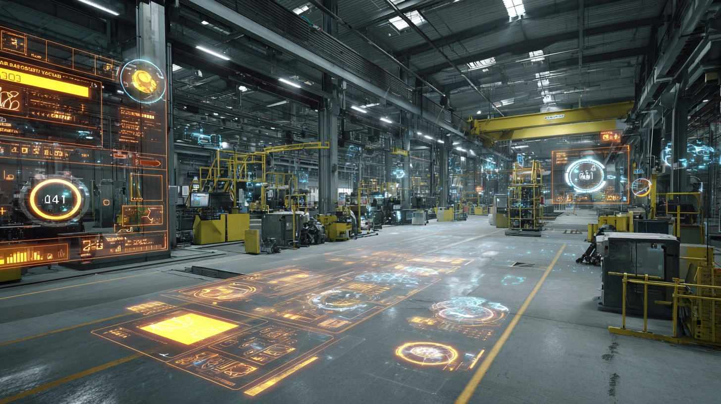 Maquinaria industrial con datos de rendimiento en tiempo real visibles a trav&eacute;s de Realidad Mixta.