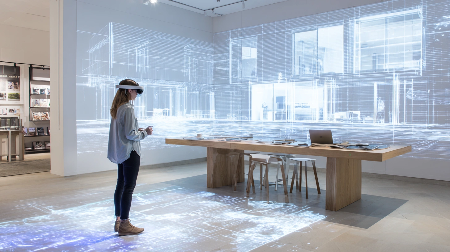 Persona utilizando gafas de realidad mixta durante una visita inmobiliaria