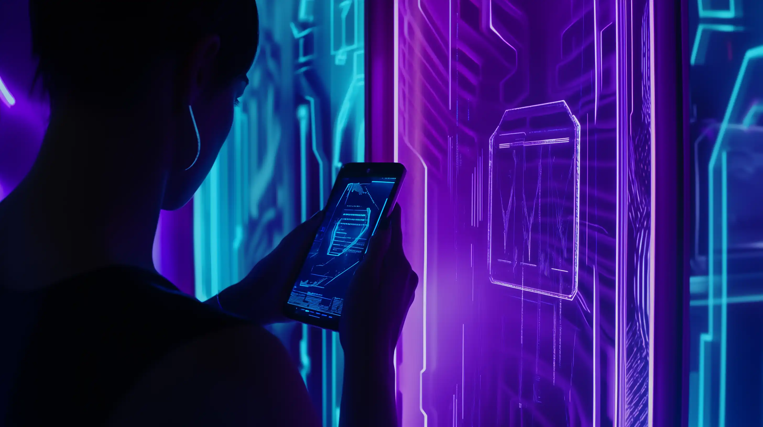 Persona usando su Smartphone para visualizar elementos digitales en realidad aumentada